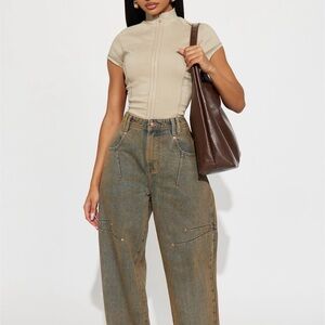 Fashion Nova Spill The Tea Washed Straight Leg Jeans - Vintage Wash
